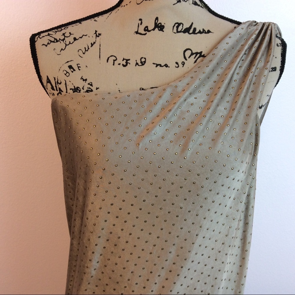 New Yoyo Yeung Knit Cocktail Dress Gold Accent